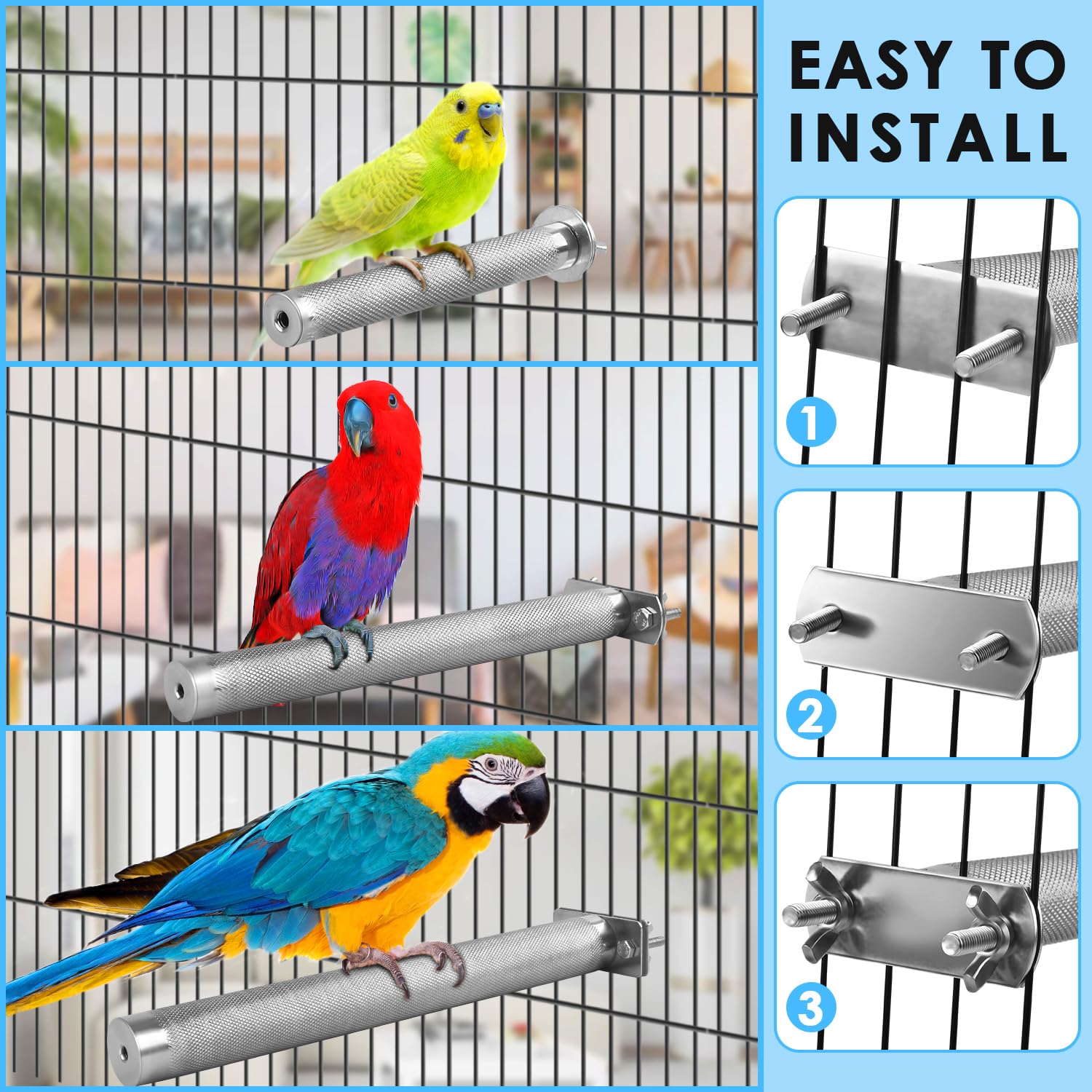 KATUMO Parrot Perch natural branch-like texture encourages healthy foot exercise.
