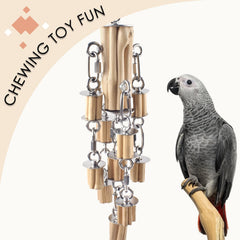 KATUMO parrot toys detachable carabiner demonstrates easy setup for secure cage hanging.