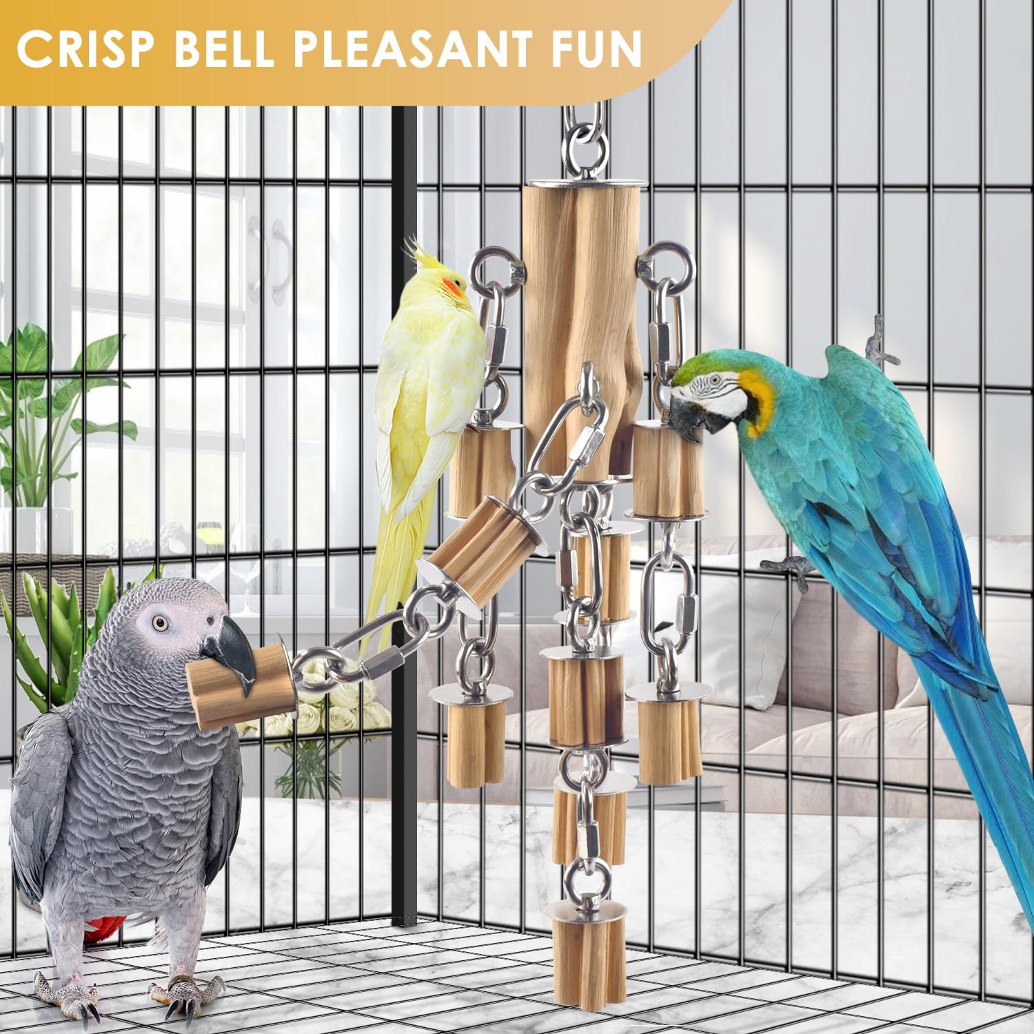 KATUMO parrot toys macaw play center illustrates suitability for multi-bird cages.