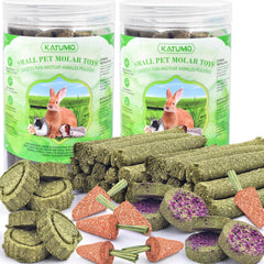 KATUMO Timothy hay sticks pack assembly offers varied chewing options for small pets.