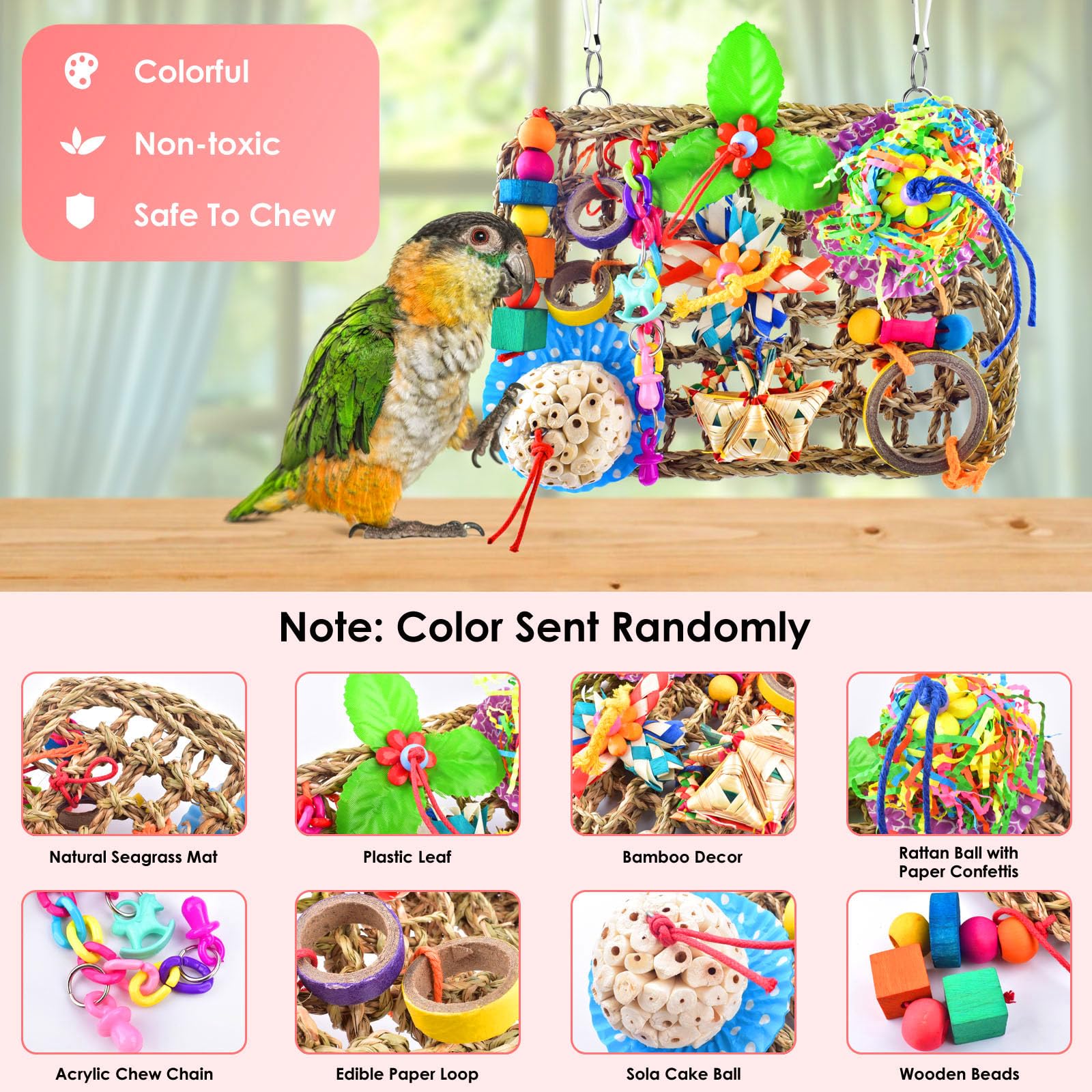 KATUMO wall mat wooden beads detail highlights chew and puzzle elements.