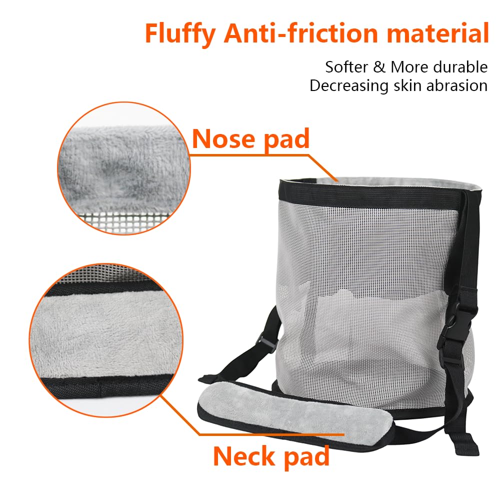 Kaulhp feed bag with waterproof bottom highlights weather-resistant performance.