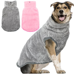 KAYCOWZA dog jacket two-pack provides plush fleece warmth for winter walks.