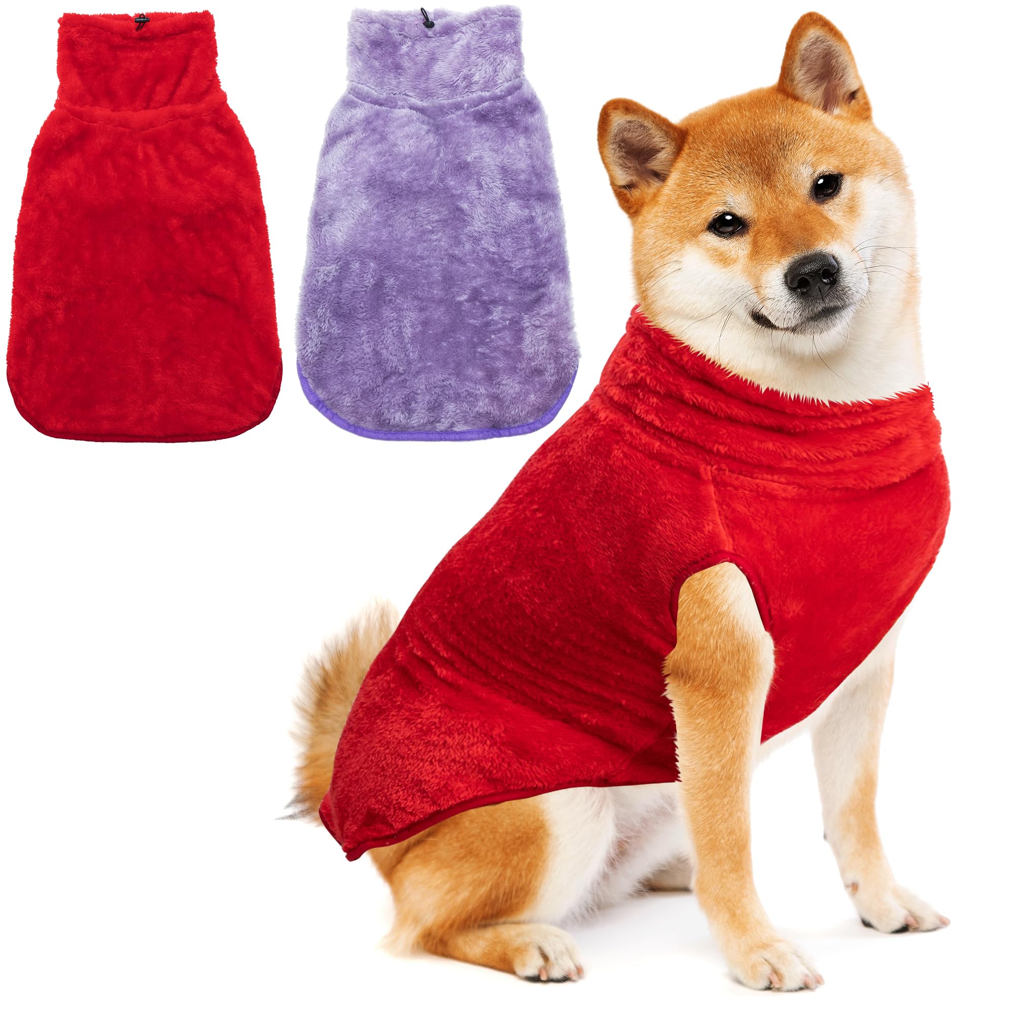 KAYCOWZA dog jacket two-pack shown for warm, comfortable winter wear.