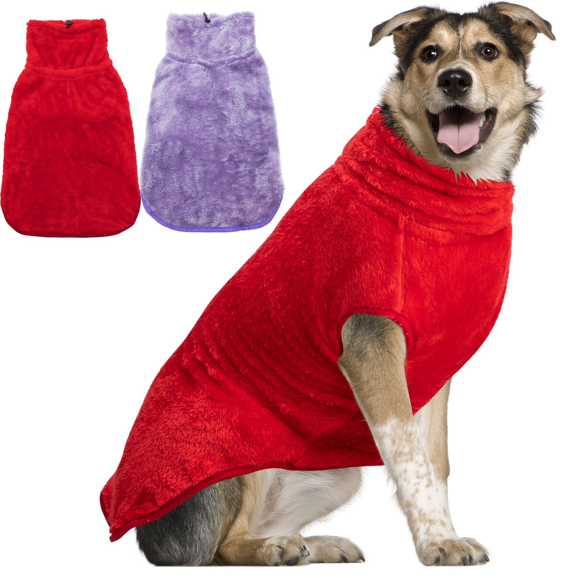 KAYCOWZA dog jacket back view highlighting plush warmth for winter.