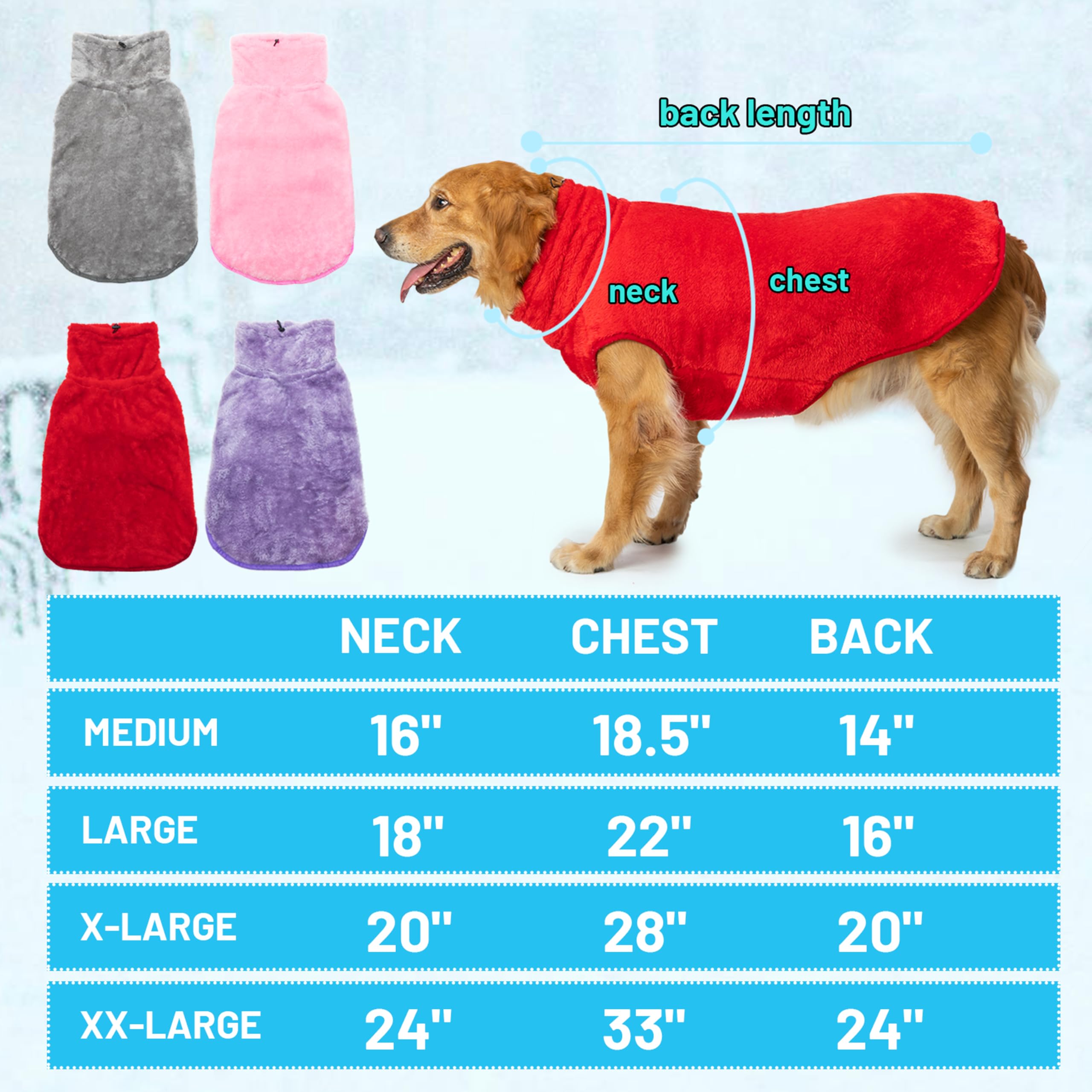 KAYCOWZA dog jacket side view shows pull-on ease for quick dressing.