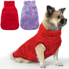 KAYCOWZA dog jacket plush front view shows soft warmth for winter walks.