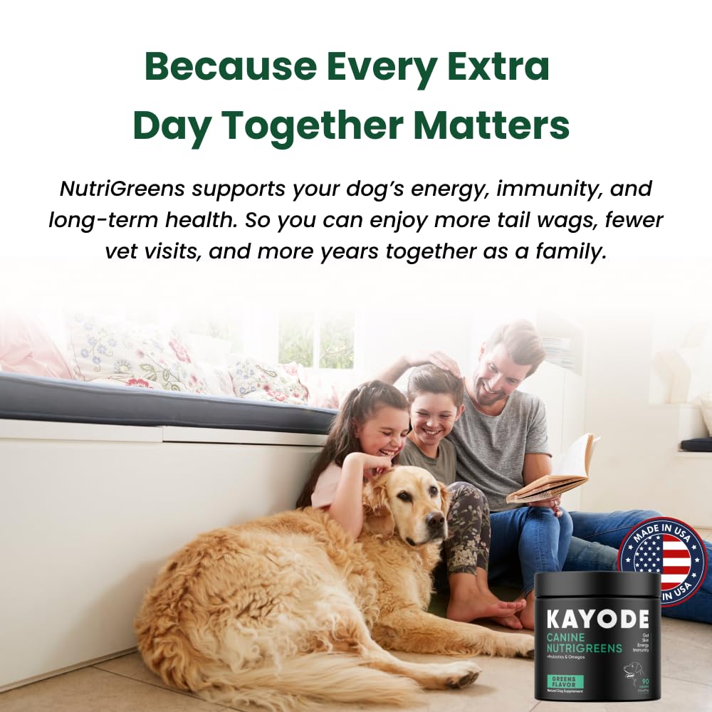 Kayode Canine NutriGreens bowl with chews supports skin health during meals.