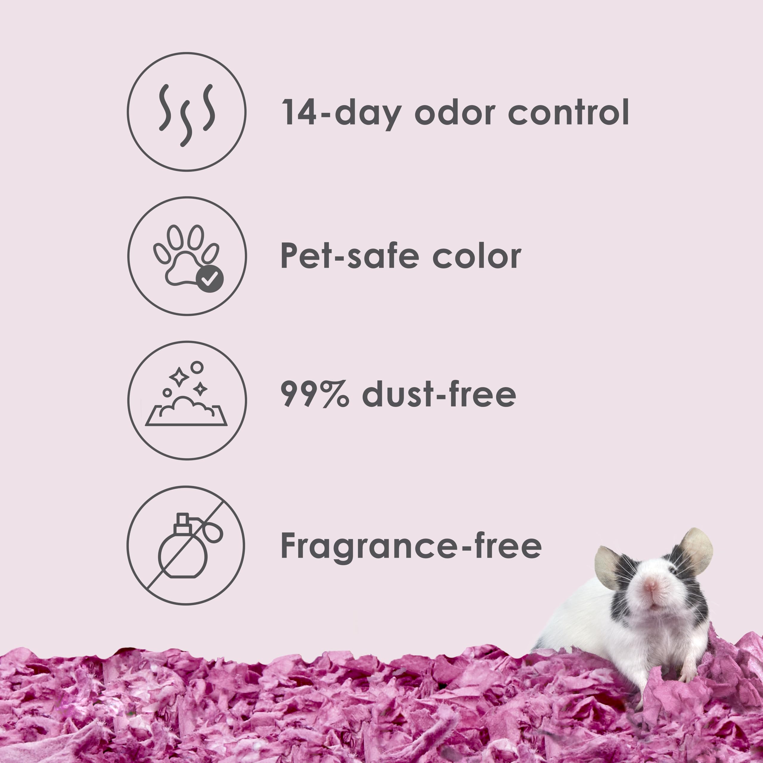 Kaytee bedding plum odor-control 14days shows a fresh-smelling cage without overpowering fragrances.