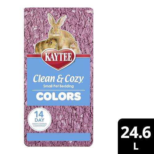 Kaytee bedding plum packaging-view highlights clear bag view for easy dosing and storage.