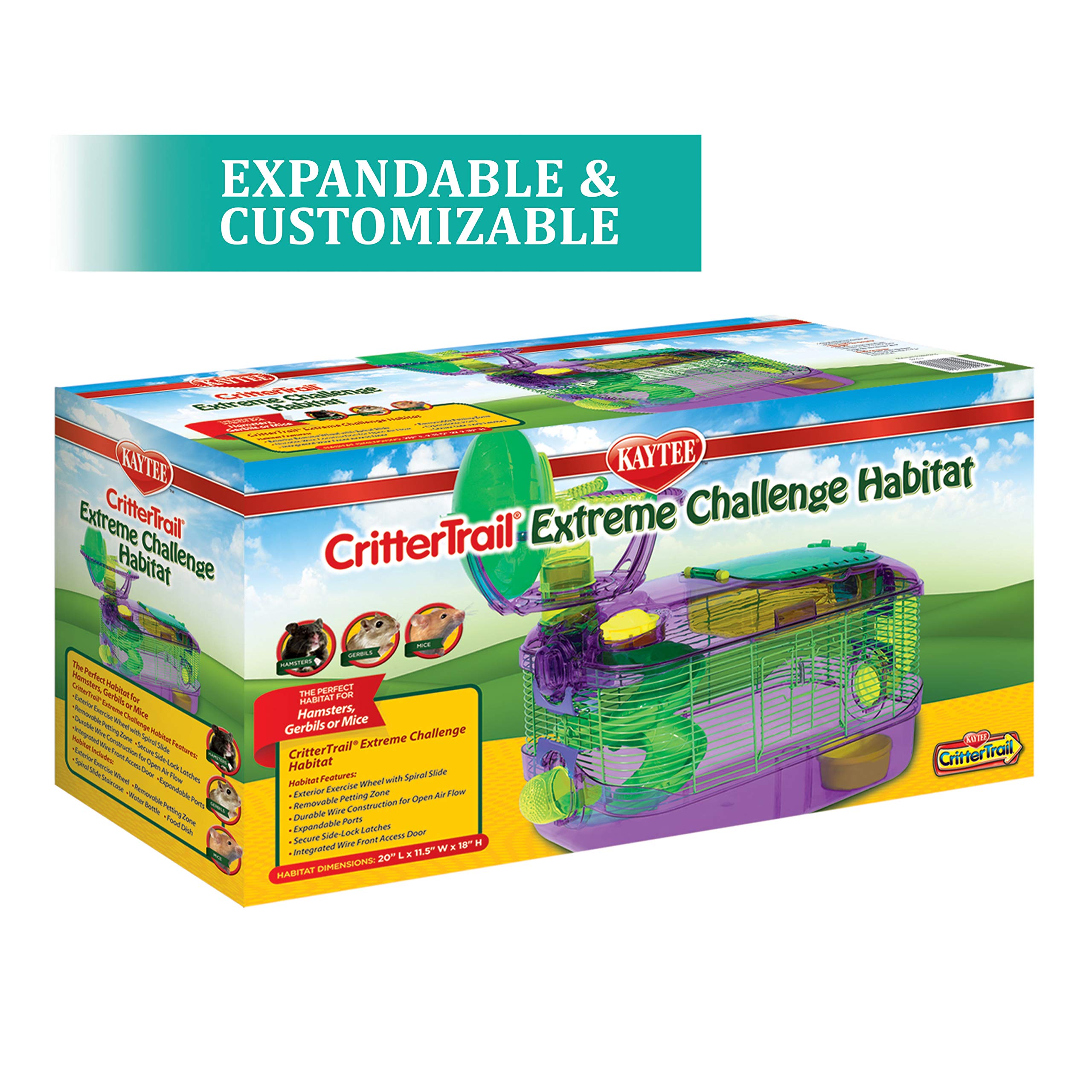 Kaytee CritterTrail Extreme Challenge Habitat exterior wheel promotes active play for rodents