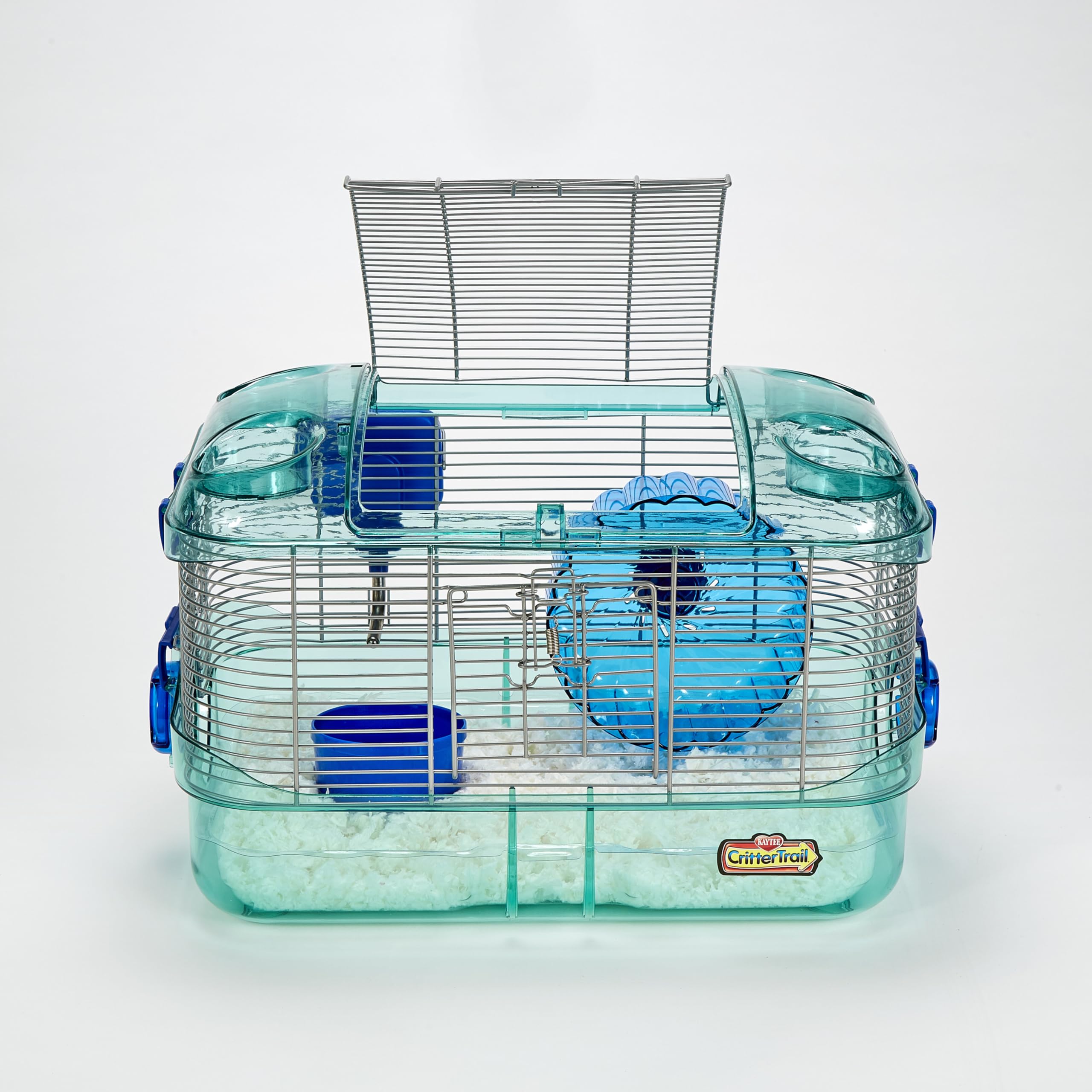 Kaytee CritterTrail Quick Clean Habitat spring-lock door for secure, easy access.