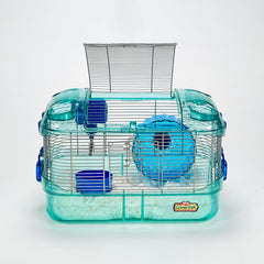 Kaytee CritterTrail Quick Clean Habitat spring-lock door for secure, easy access.