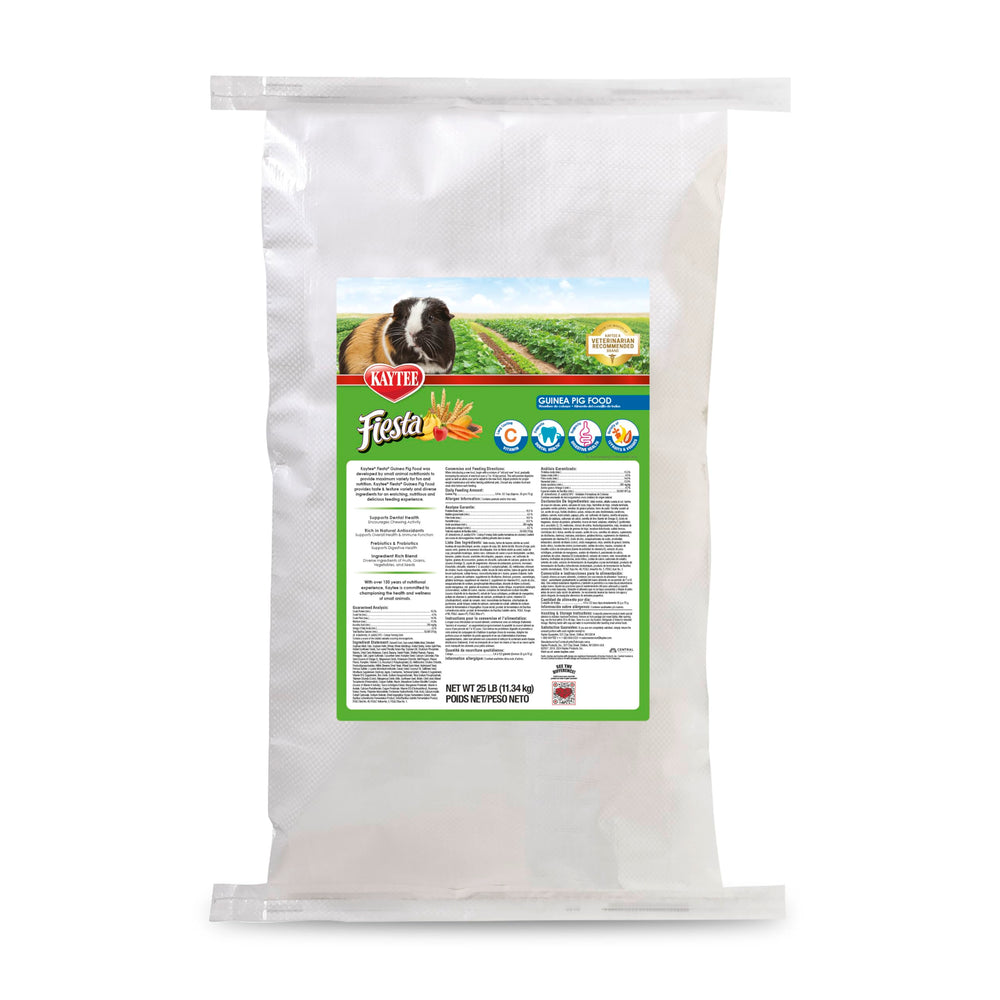 Kaytee Fiesta Guinea Pig Food bowl with varied ingredients supports engaging foraging during mealtime.