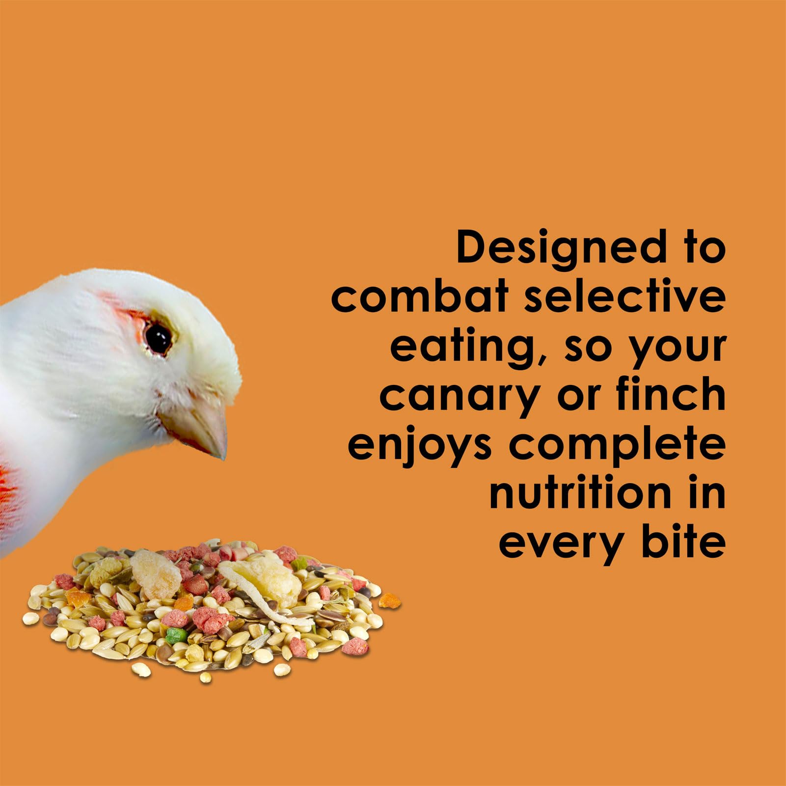 Kaytee Fiesta Max canary/finch 2lb seed mix texture encourages natural foraging.