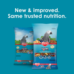 Kaytee Forti-Diet Pro Health parrot kibble close-up highlights texture and quality.