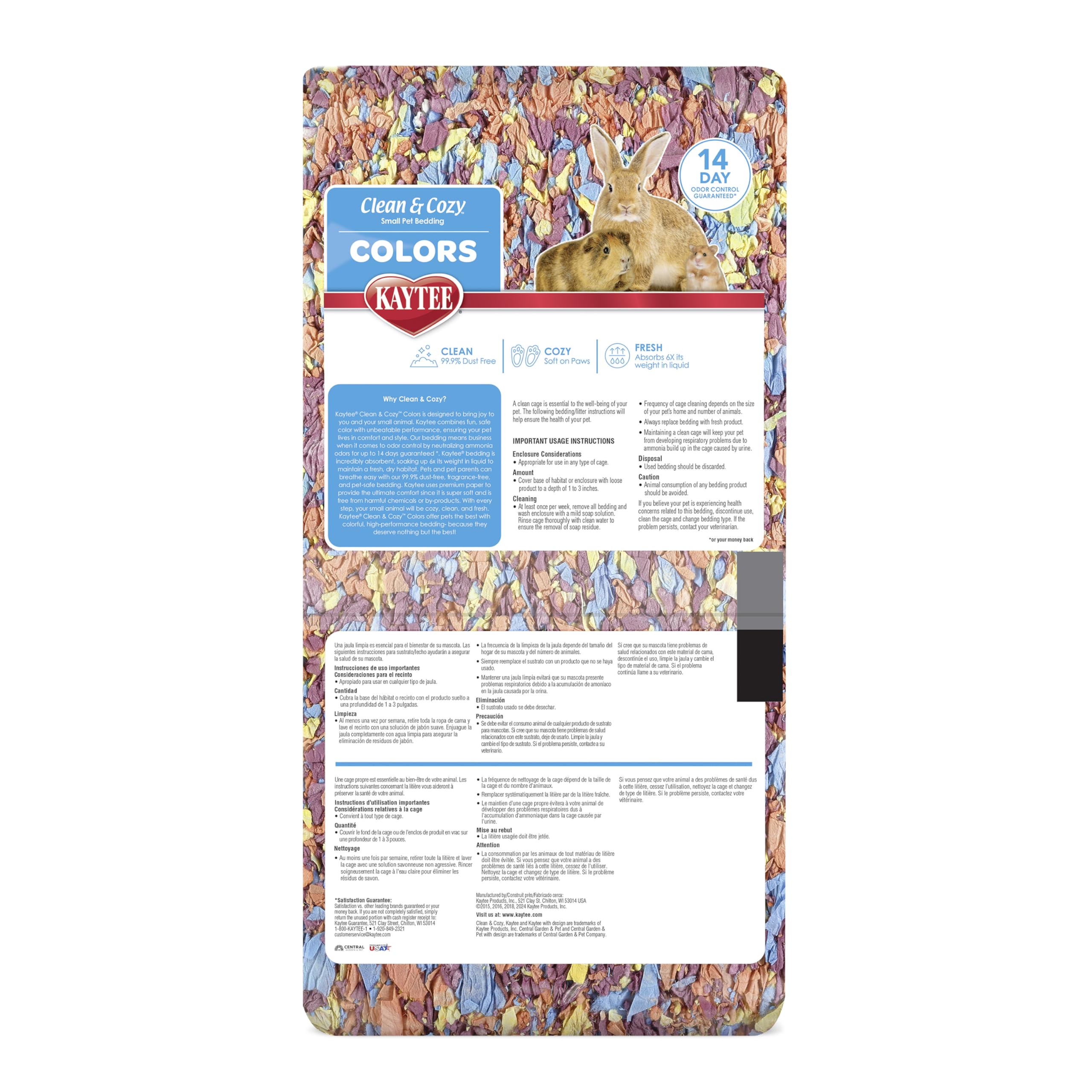 Premium paper makes Kaytee bedding soft and safe for pets.