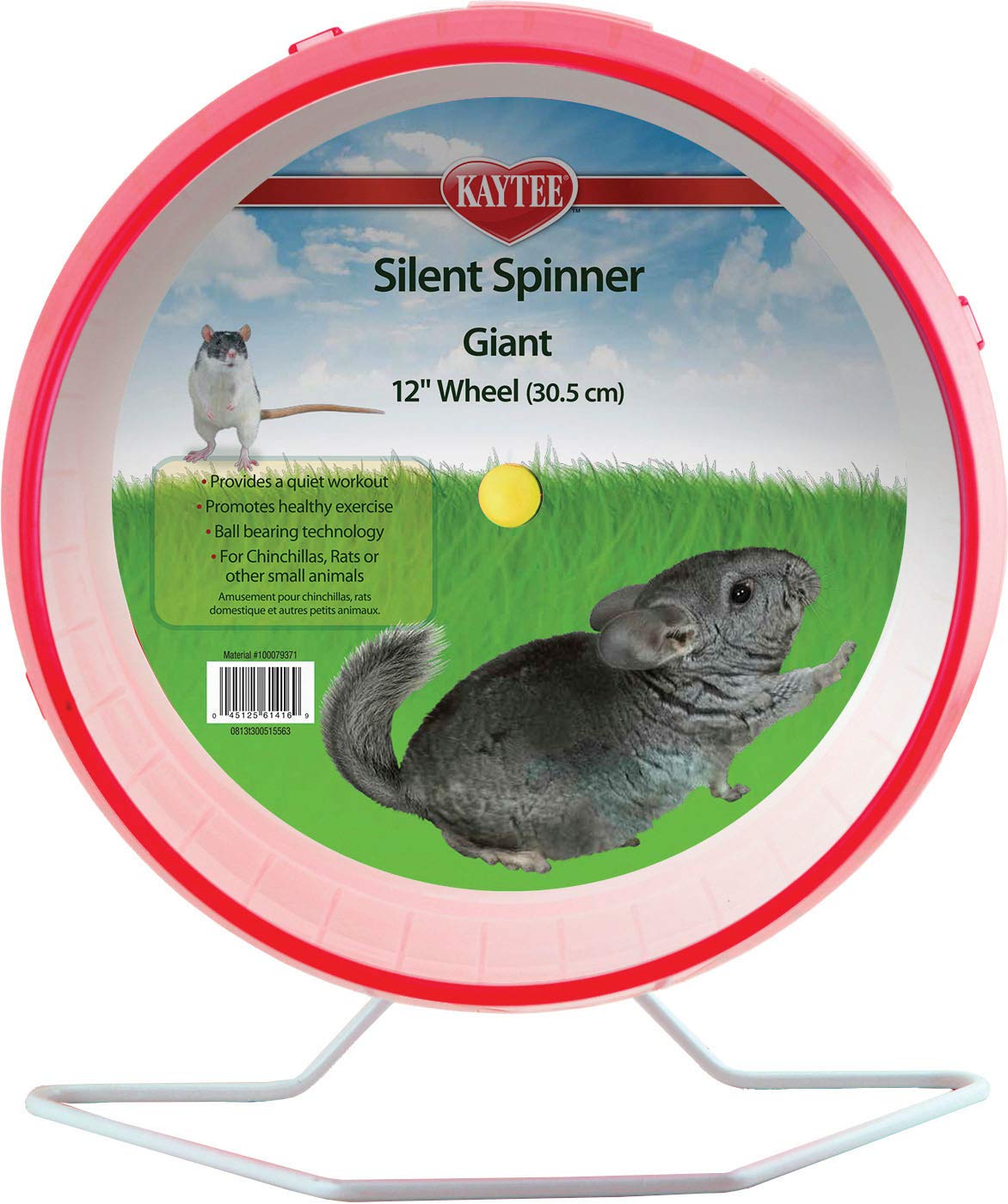 Kaytee Silent Spinner Wheel Giant 12in enables quiet, roomy exercise for small pets.