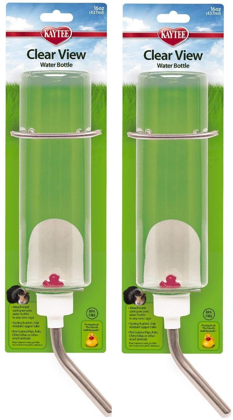 Kaytee water bottle 16oz with floating duck reminder for easy refills and clean habitats.