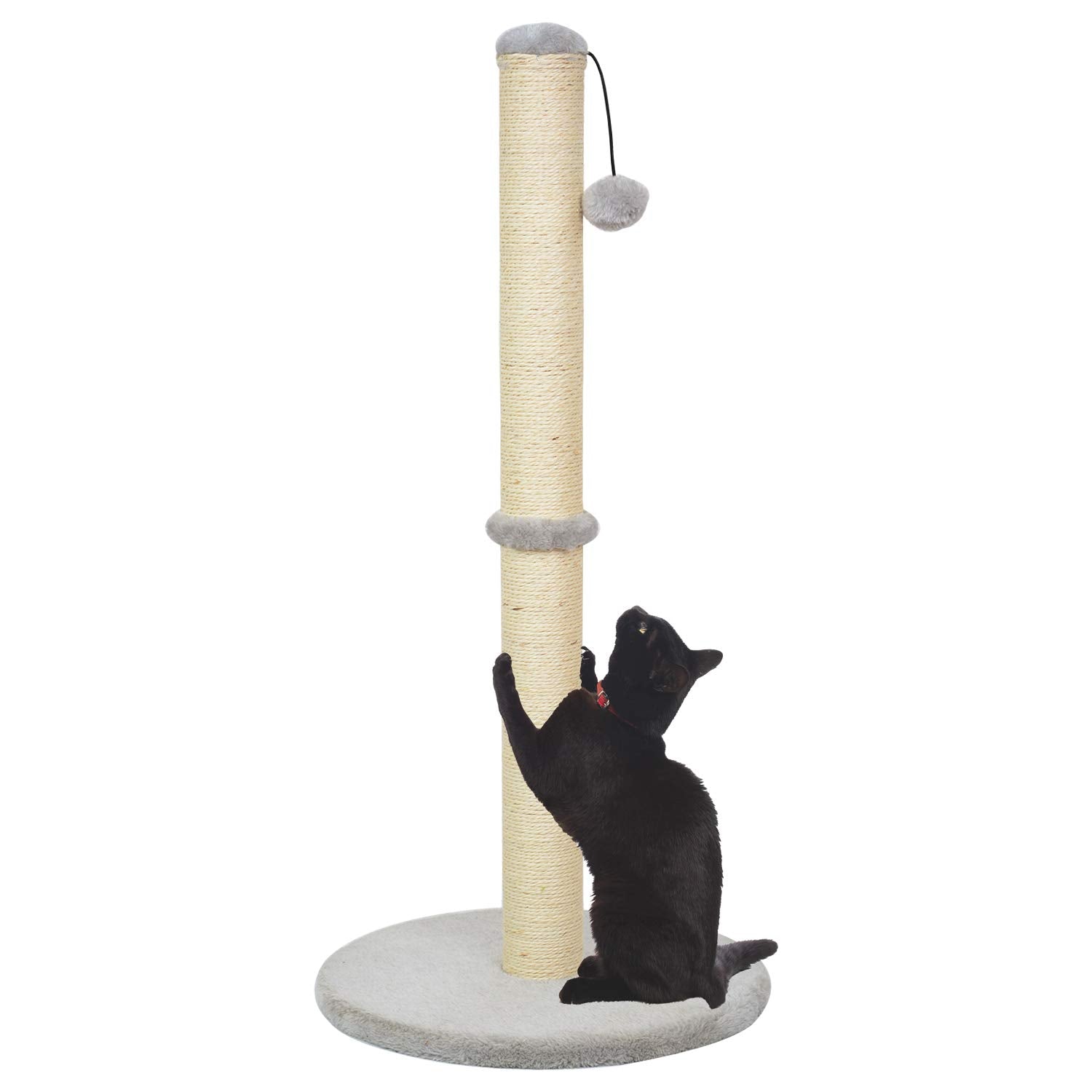 Kazura 34-inch cat scratching post tall design for full-body stretches and exercise.