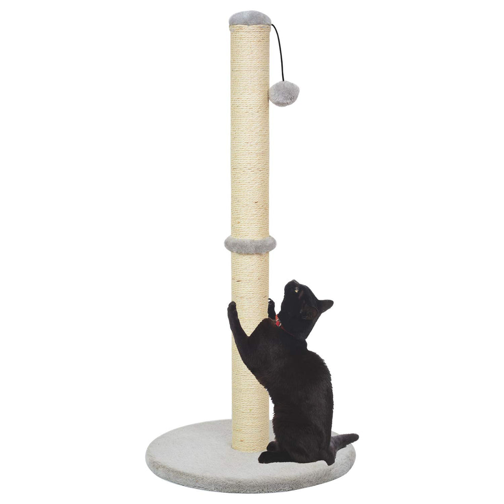 Kazura 34-inch cat scratching post tall design for full-body stretches and exercise.