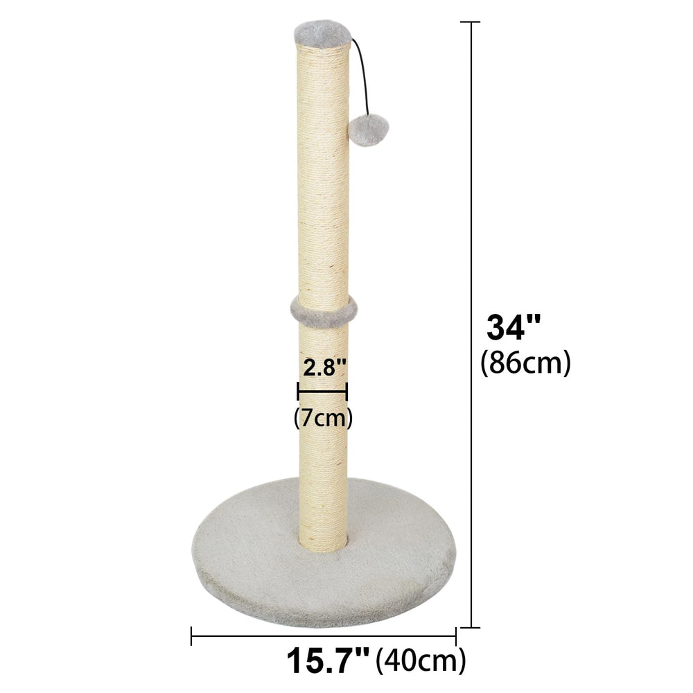 Kazura sisal-wrapped post provides a durable scratching surface for claws.