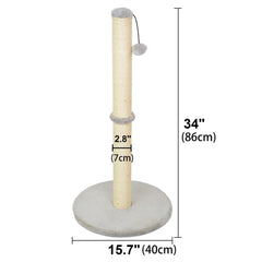 Kazura sisal-wrapped post provides a durable scratching surface for claws.