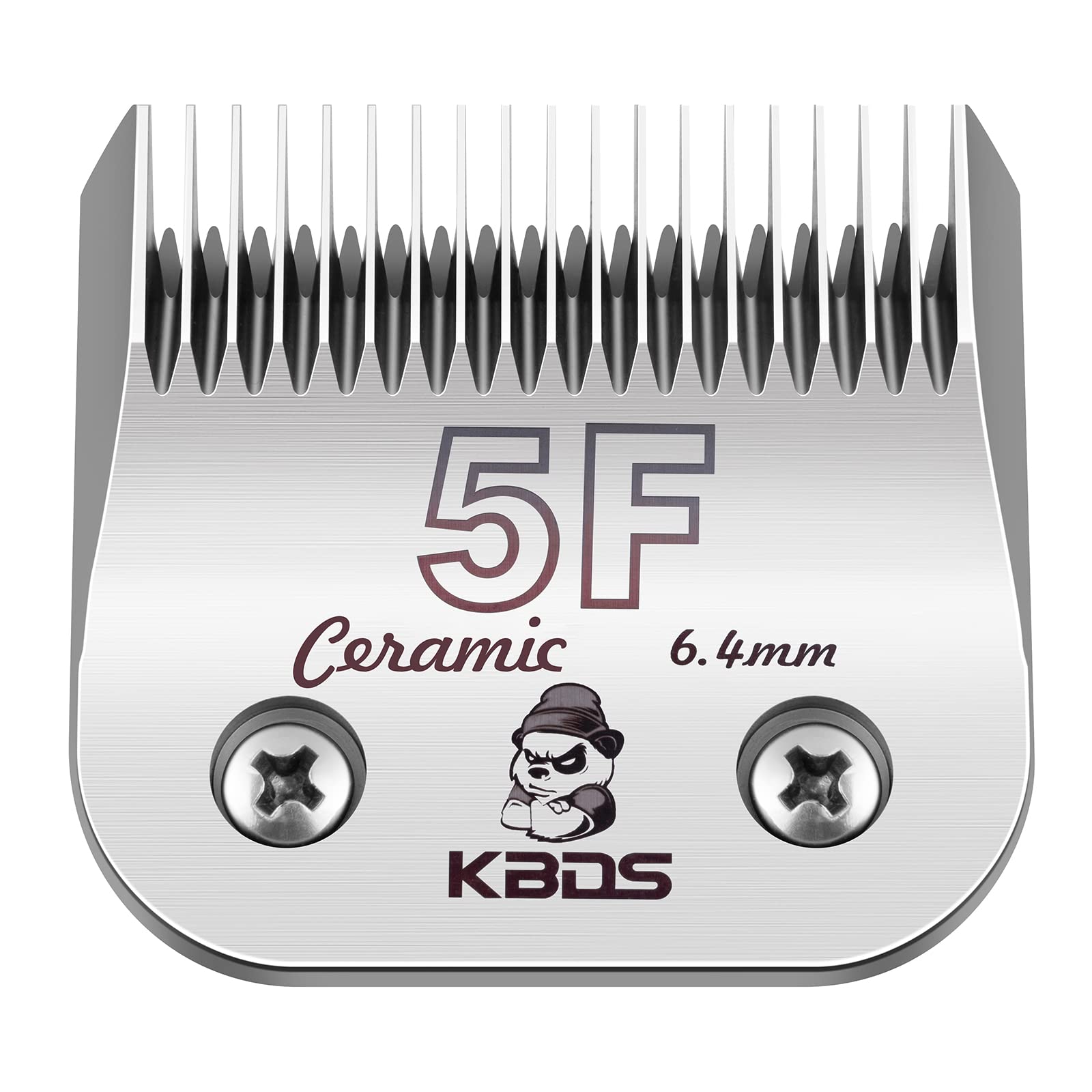 KBDS detachable ceramic blade close-up showing 5F 6.4mm cut for smooth grooming.