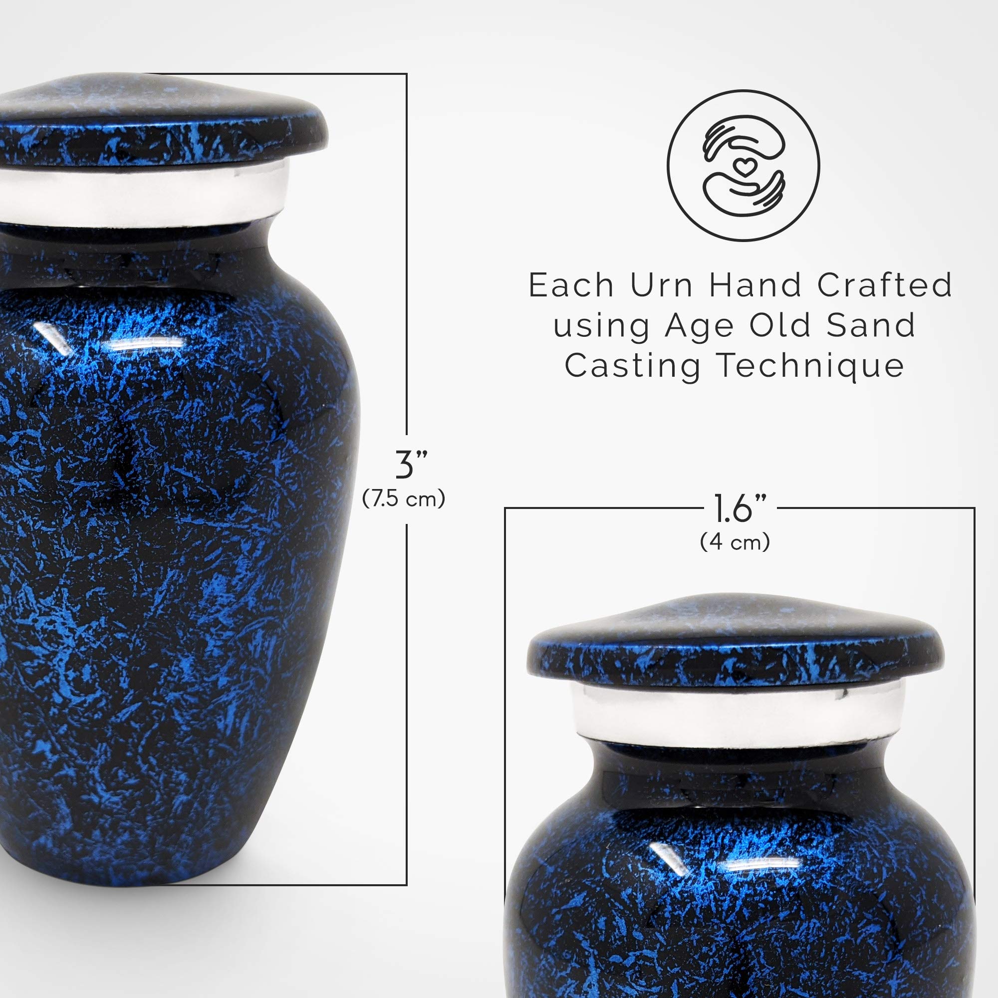 KC Katie Collection dark blue keepsake urn: elegant home memorial display.