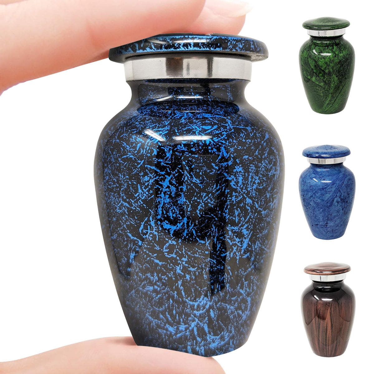 KC Katie Collection small blue urn for ashes: portable keepsake for remembrance on the go.