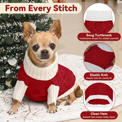 KCFESTIHUE dog sweater argyle knit back view demonstrates full coverage and stretch