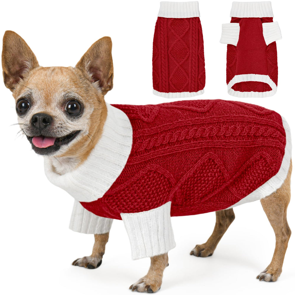 KCFESTIHUE dog sweater argyle knit front view offers cozy warmth for small breeds
