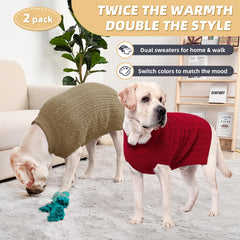 KCFESTIHUE brown cable-knit dog sweater side view for cozy daily wear.