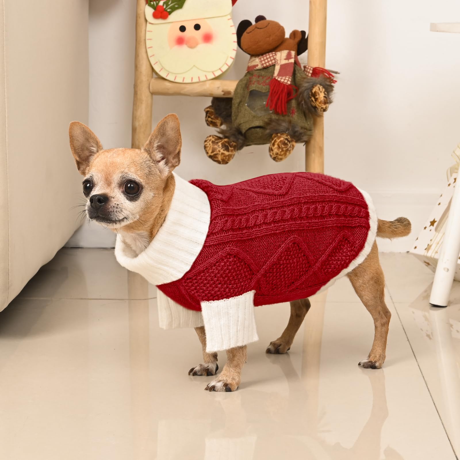 KCFESTIHUE dog sweater machine washable label highlights easy care