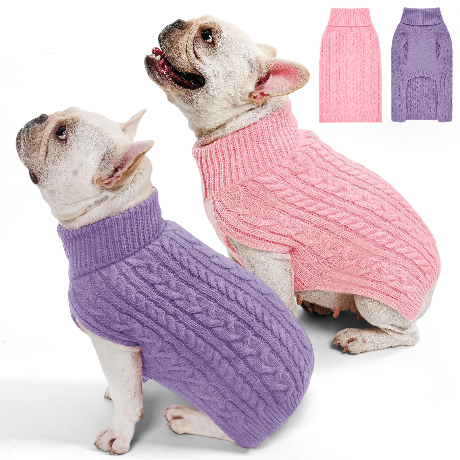 KCFESTIHUE pink front view dog sweater offers cozy warmth for winter walks