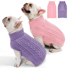 KCFESTIHUE pink front view dog sweater offers cozy warmth for winter walks