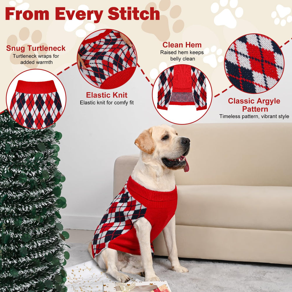 KCFESTIHUE dog sweater plaid XXL back view ideal for cozy indoor warmth