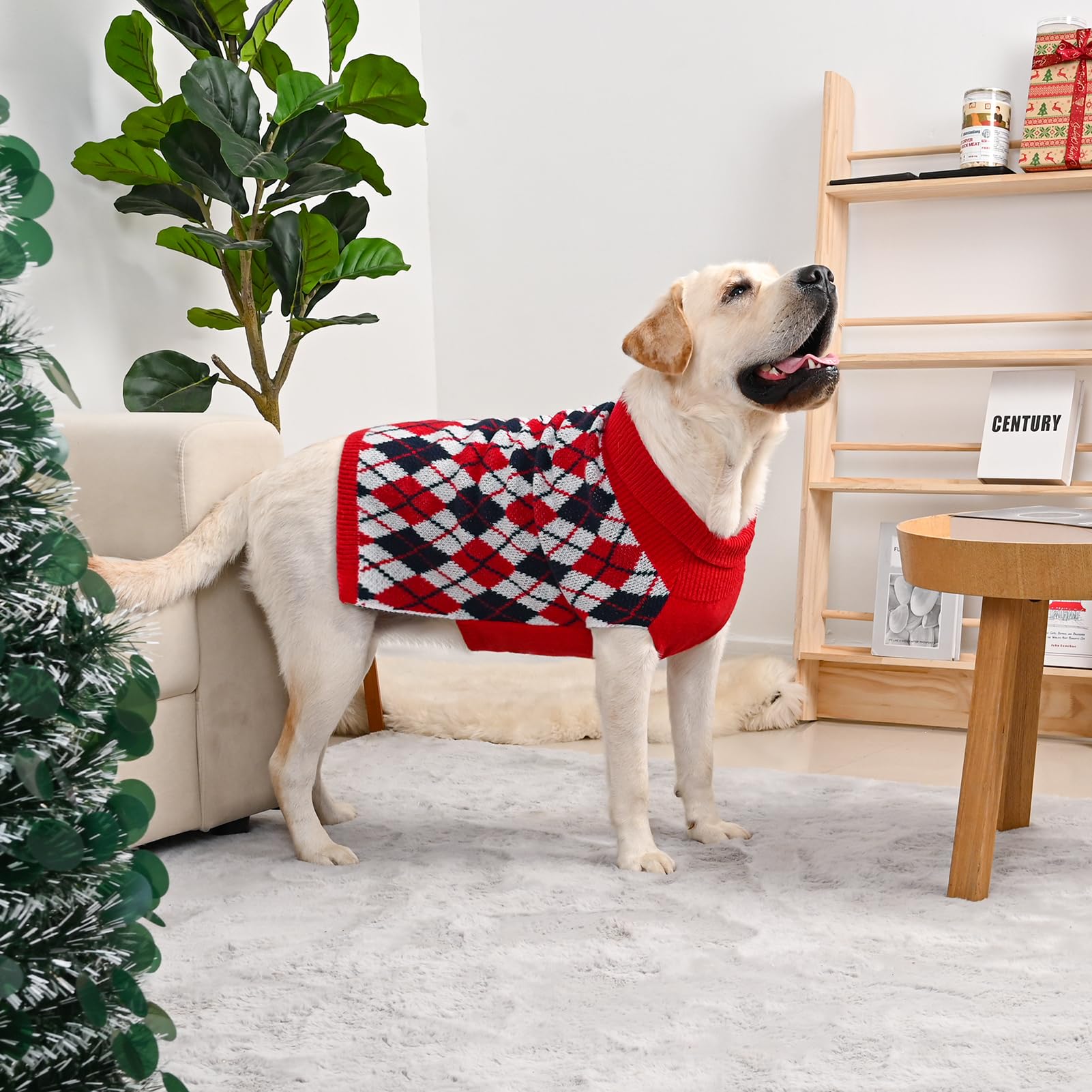 KCFESTIHUE dog sweater plaid XXL Christmas photo-ready style