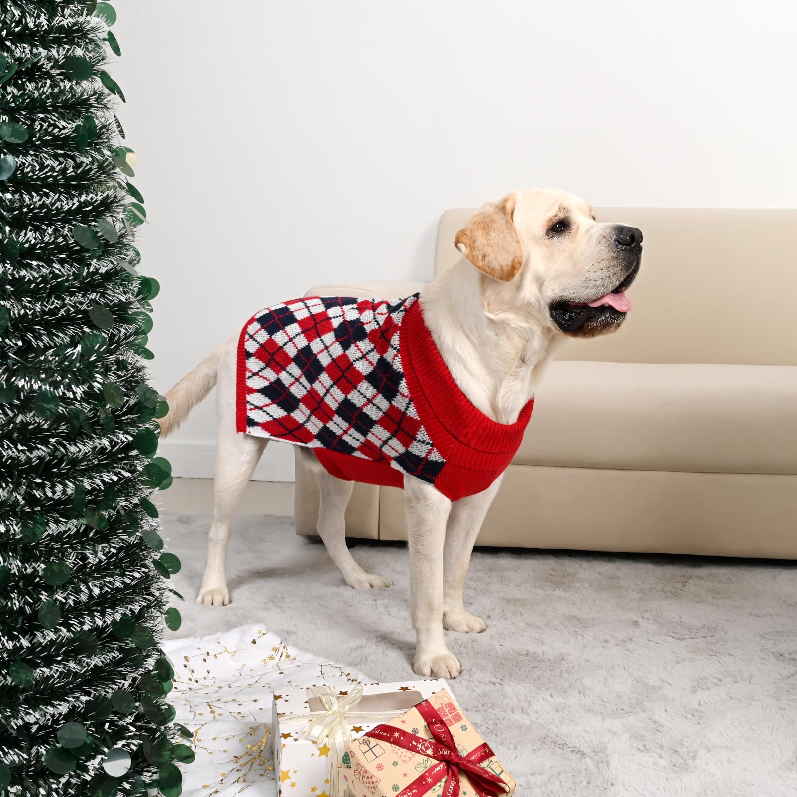KCFESTIHUE dog sweater plaid XXL machine washable for easy care