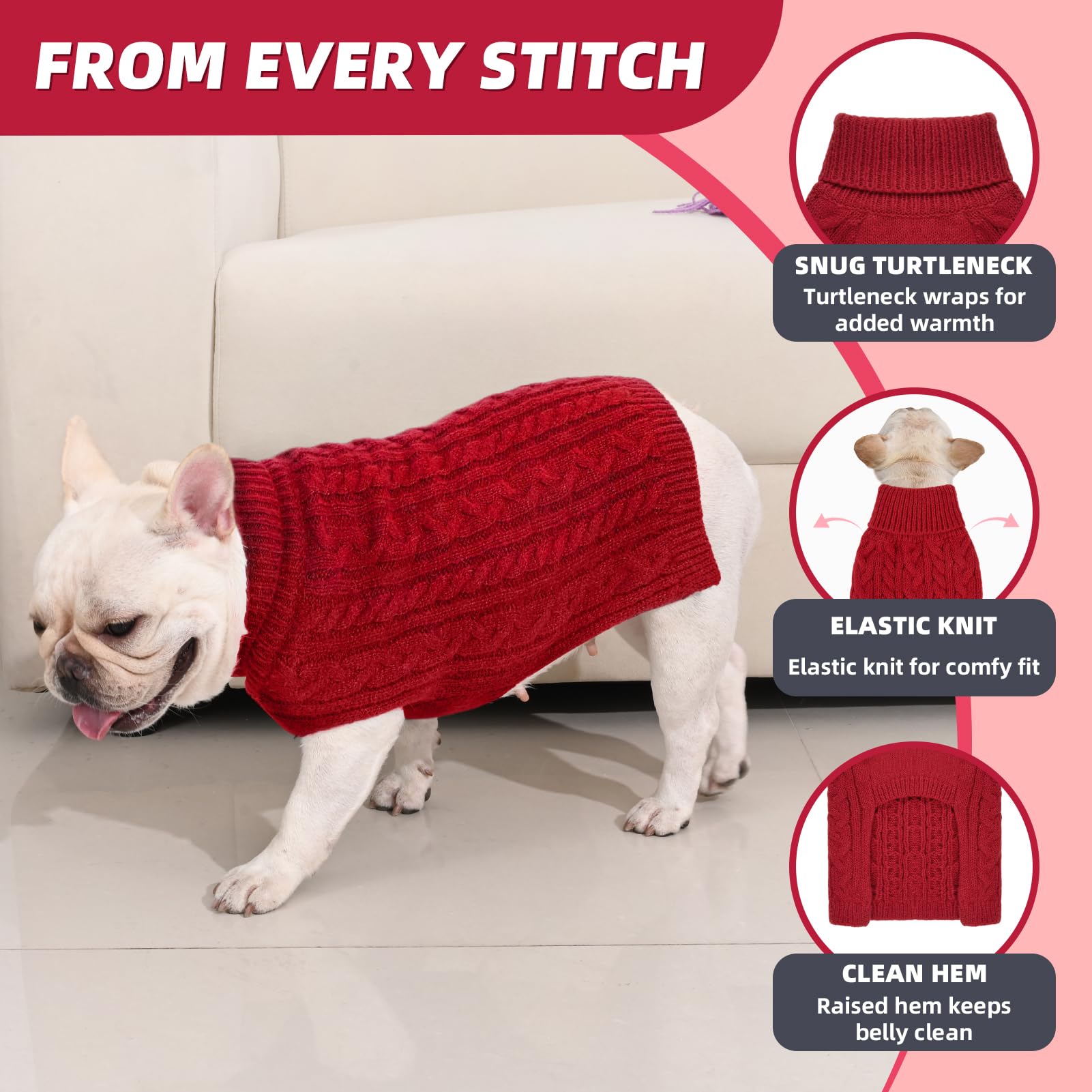 KCFESTIHUE turtleneck close-up knit shows stretch for comfortable movement