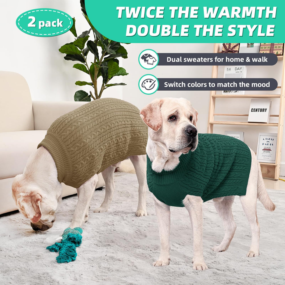 KCFESTIHUE dog sweater XL green cable knit pattern demonstrates flexible daily wear.