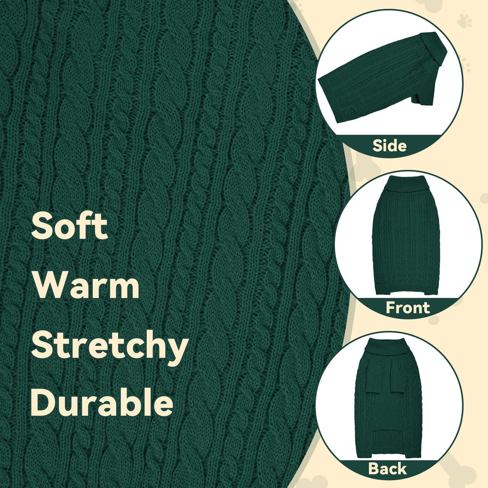 KCFESTIHUE dog sweater XXL green side view for cozy outdoor strolls