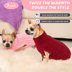 KCFESTIHUE small red turtleneck dog sweater side view for flexible movement.