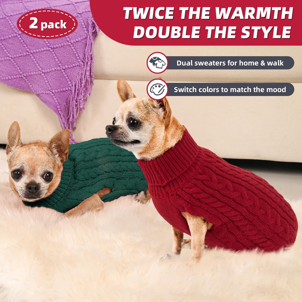 KCFESTIHUE two-pack dog sweaters back view highlighting flexible fit and style