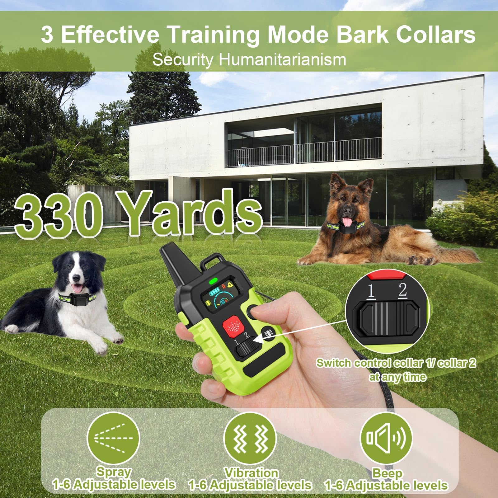 KDSZJDV collar on dog side profile highlights adjustable fit for various sizes.