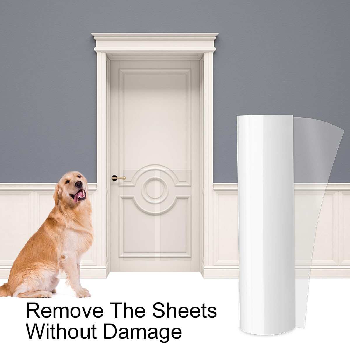 KEBE clear invisible protection on a door blends with decor