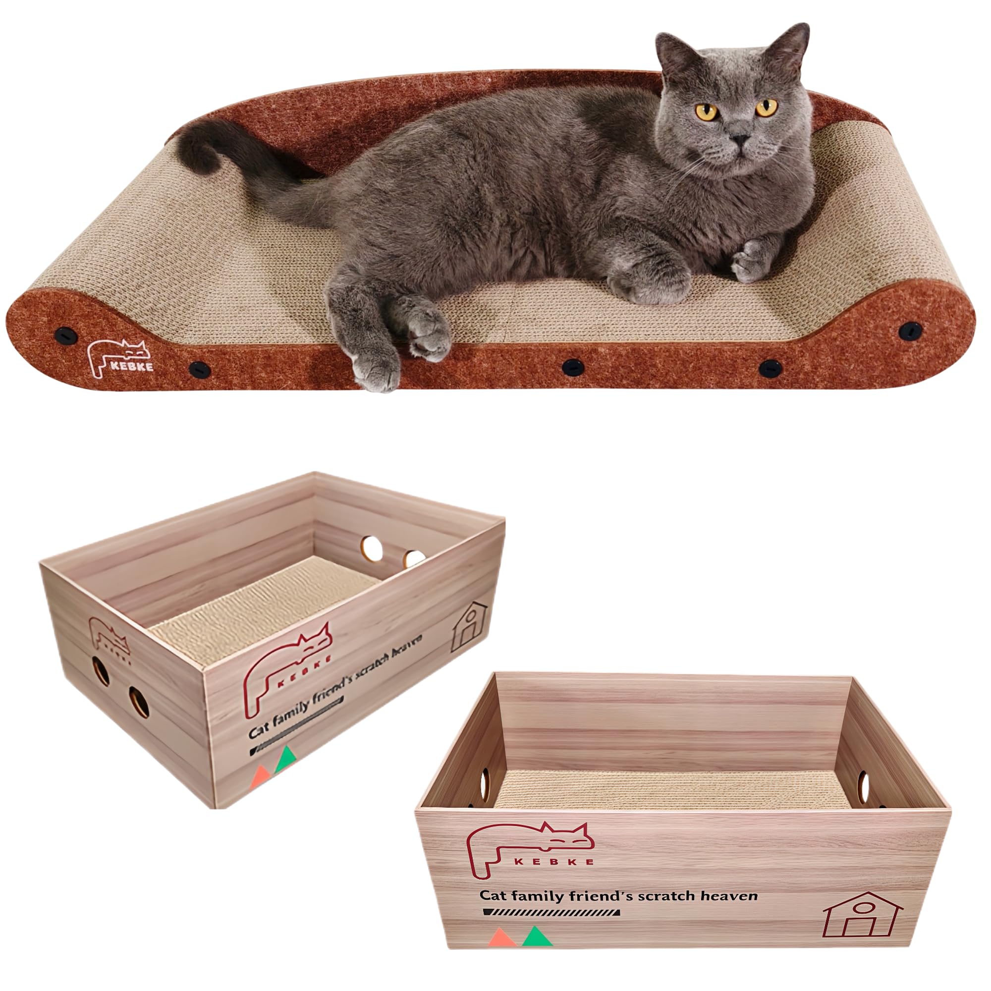 KEBKE Scratch Box 17.5-inch offers cozy hiding and wide scratching area.