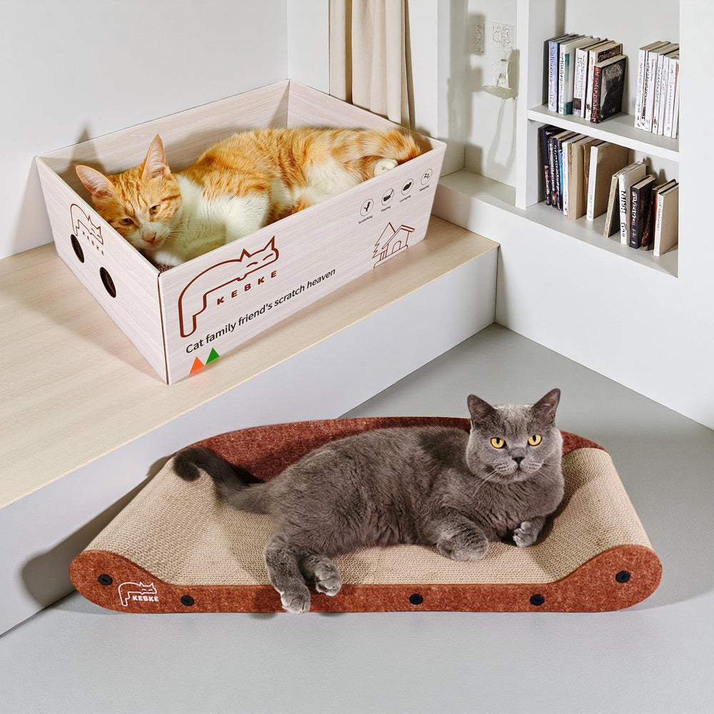 KEBKE cat-scratcher-rest-box-entry-height ensures easy access for curious cats