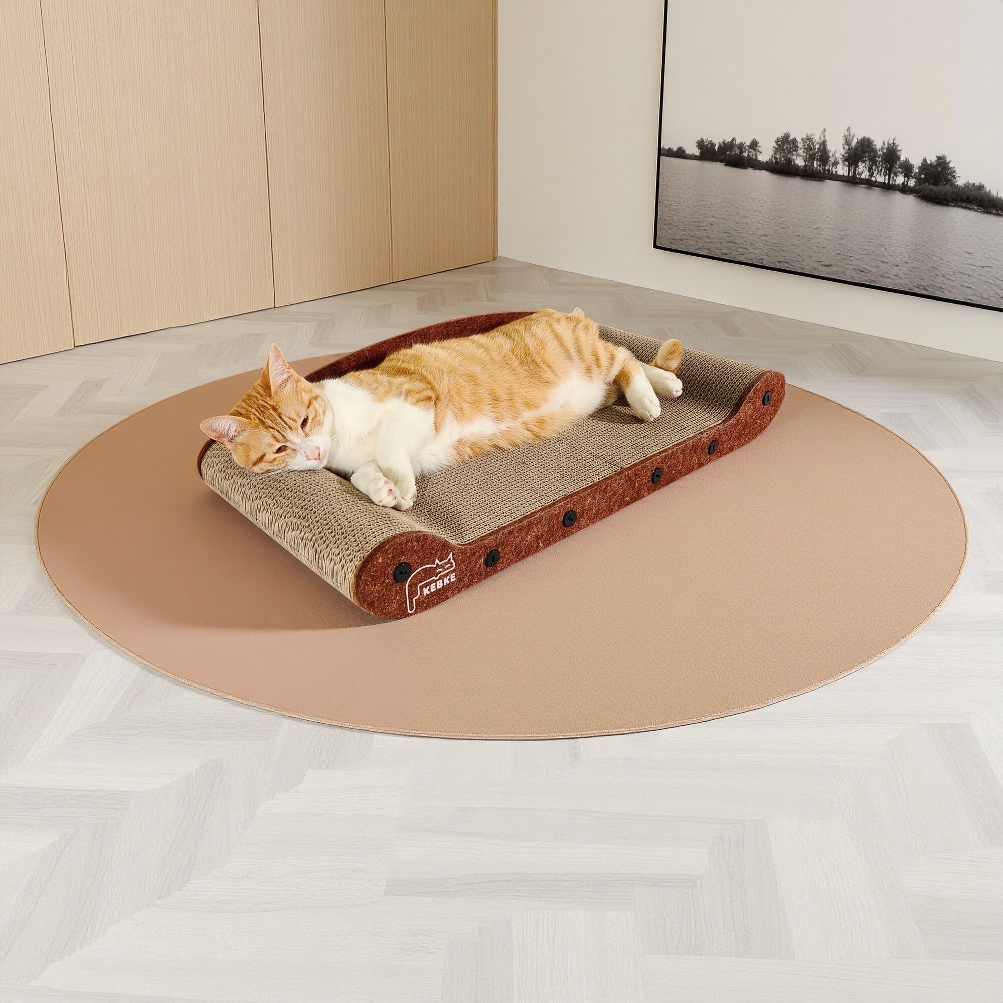 KEBKE cat-scratcher-room-scene shows integrated furniture-style appeal for homes