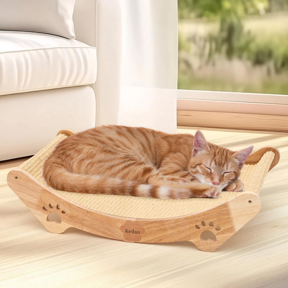 KEDAO sisal cat scratcher bed hammock overview showing cozy rest and claw maintenance.